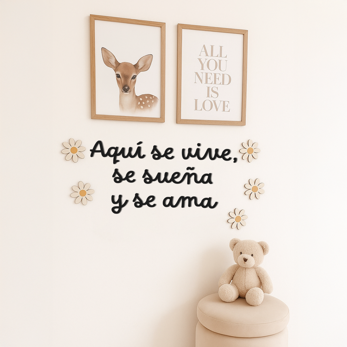 Aquí se vive, se sueña y se ama - Frase decorativa