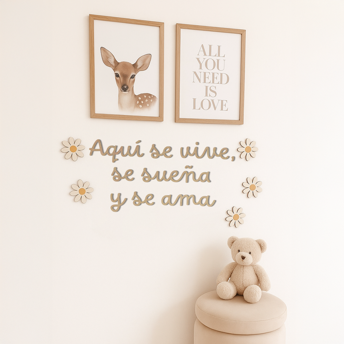Aquí se vive, se sueña y se ama - Frase decorativa