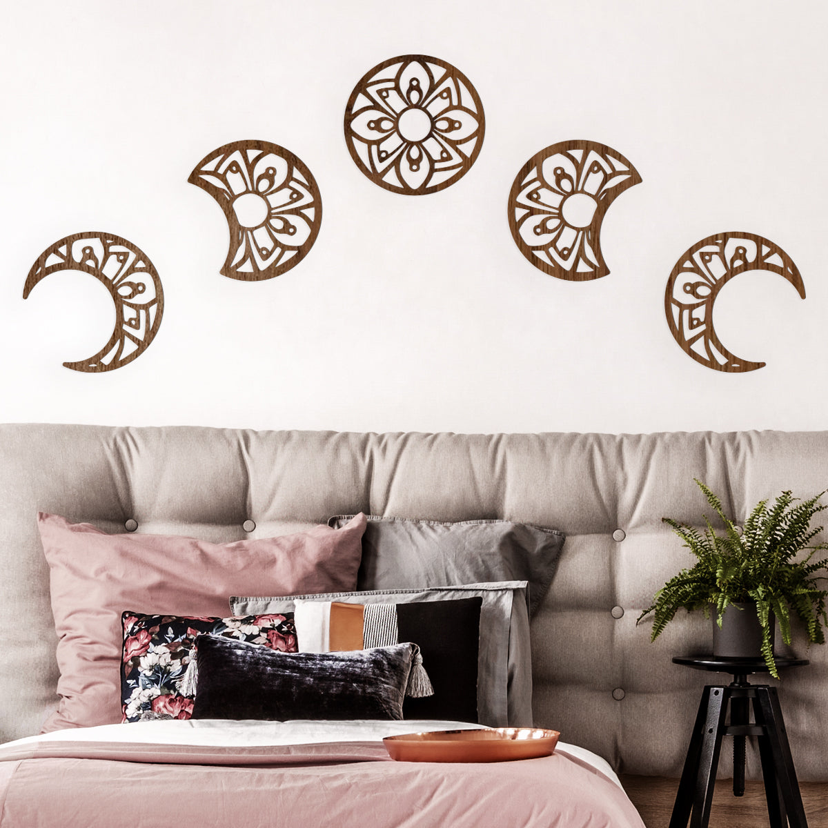 5 lunas - Figura decorativa en madera