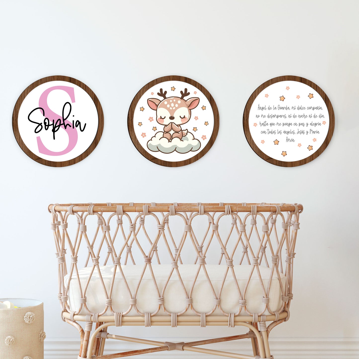 Tríptico oración ángel de la guarda personalizado - Cuadros decorativos para bebés y niños