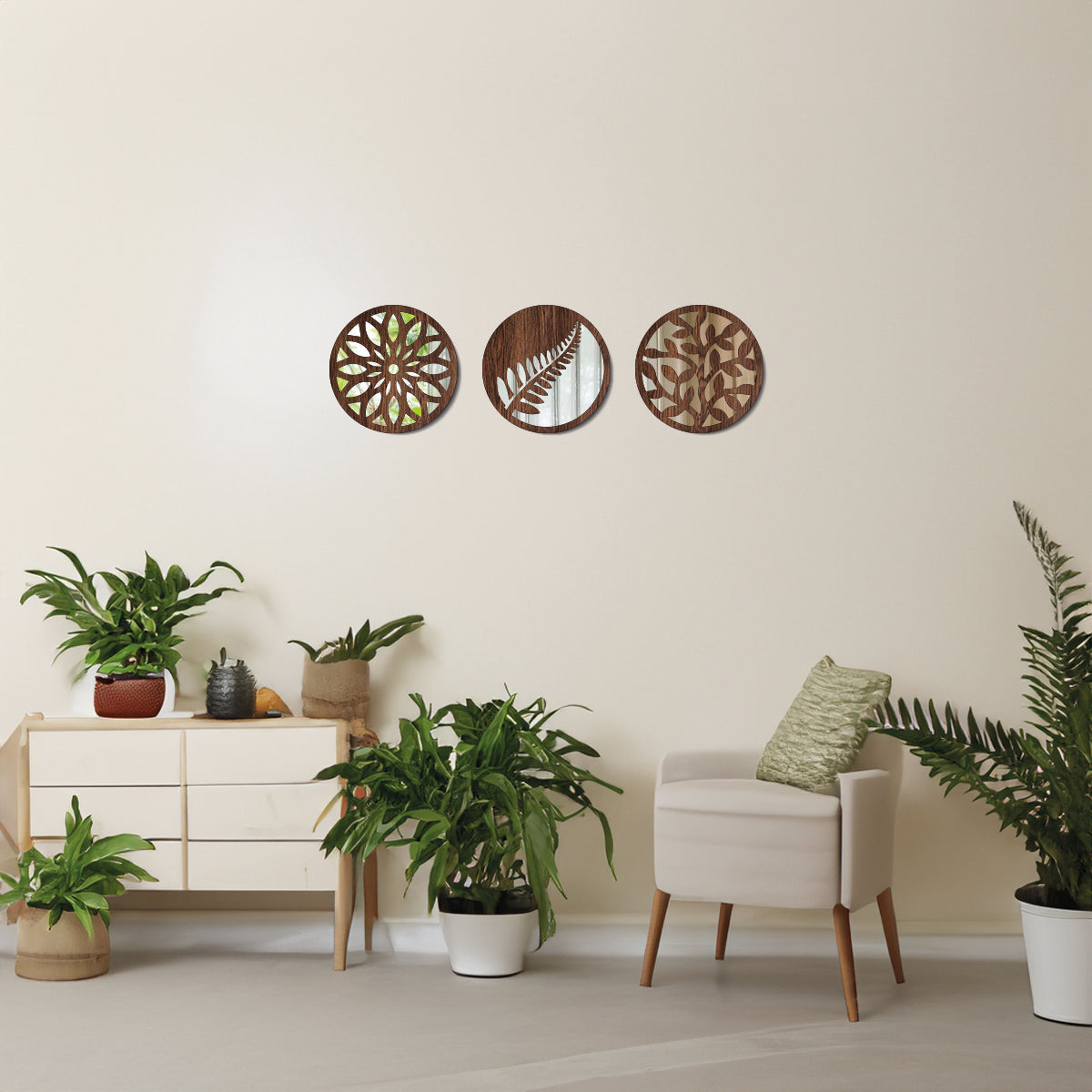 Flor creciente - Espejo decorativo 30 cm en madera