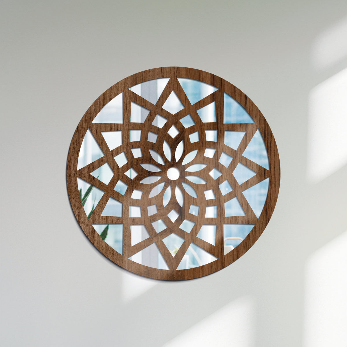 Flor superior - Espejo decorativo 30 cm en madera