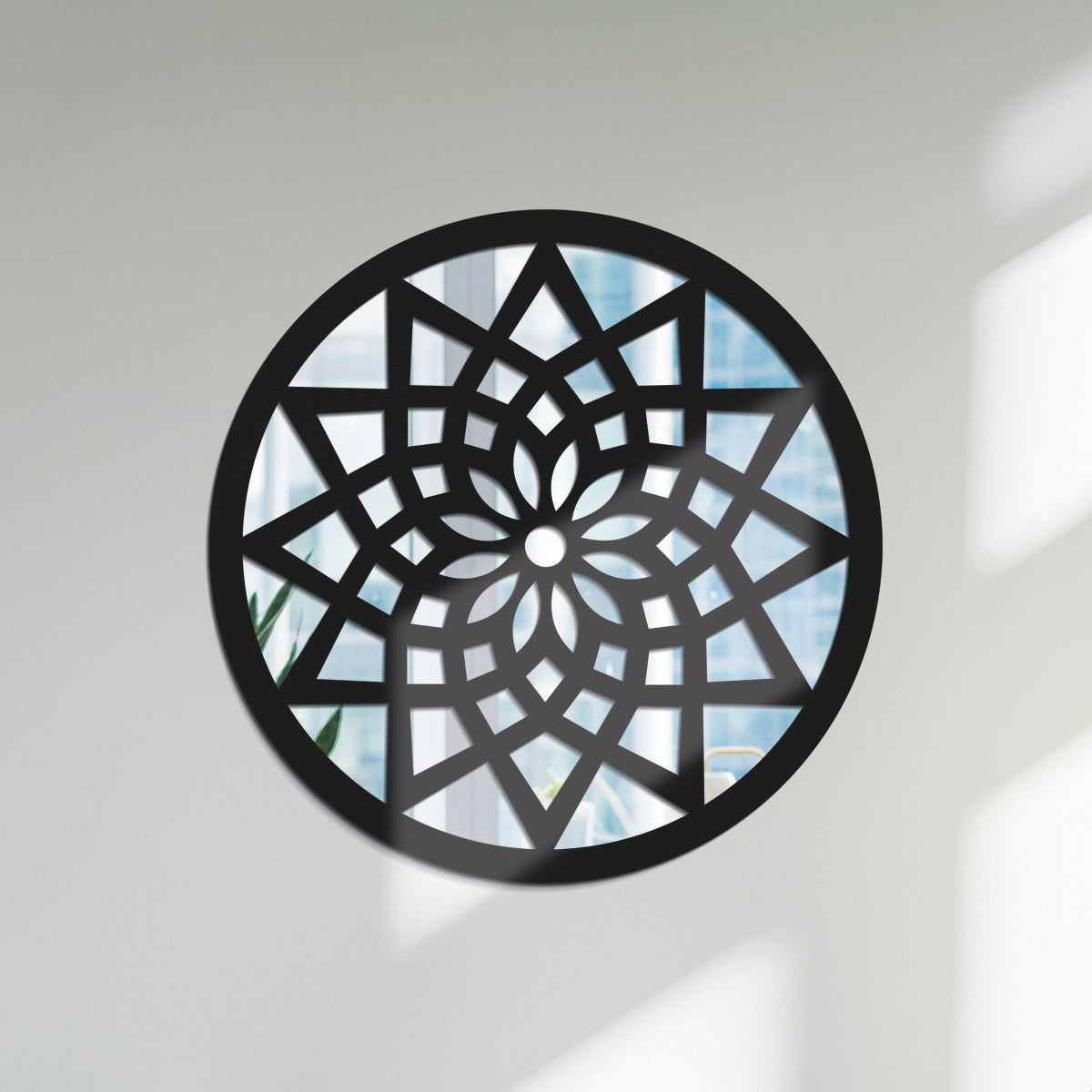 Flor superior - Espejo decorativo 30 cm en madera