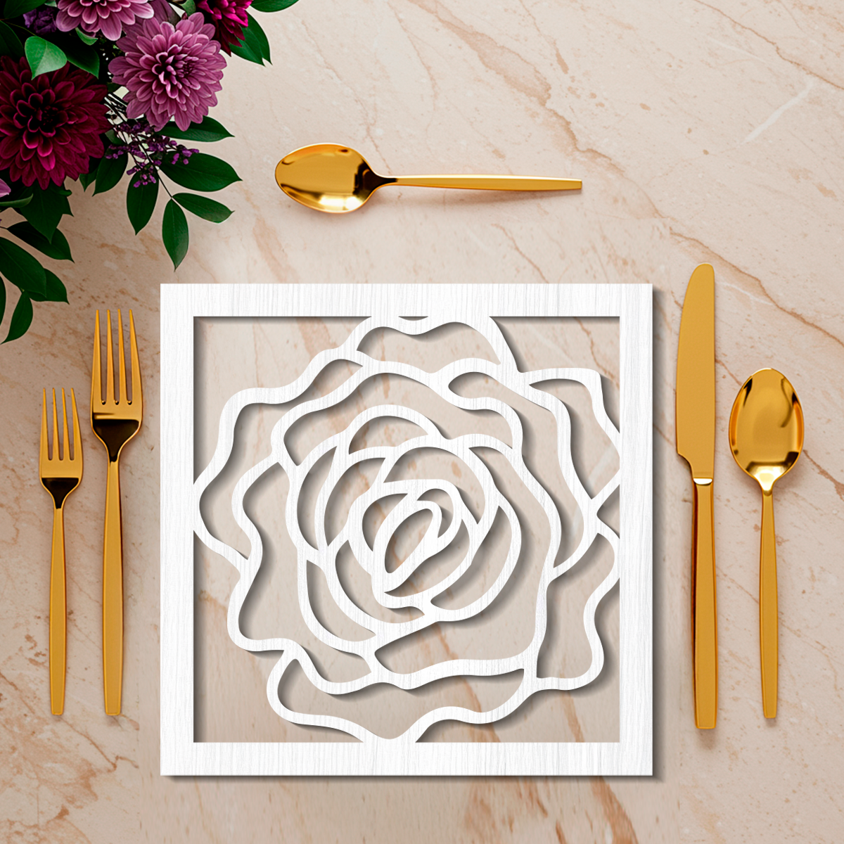 Flor marco - Individuales en madera
