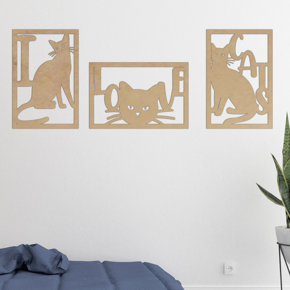 I Love cats - Cuadros trípticos modernos