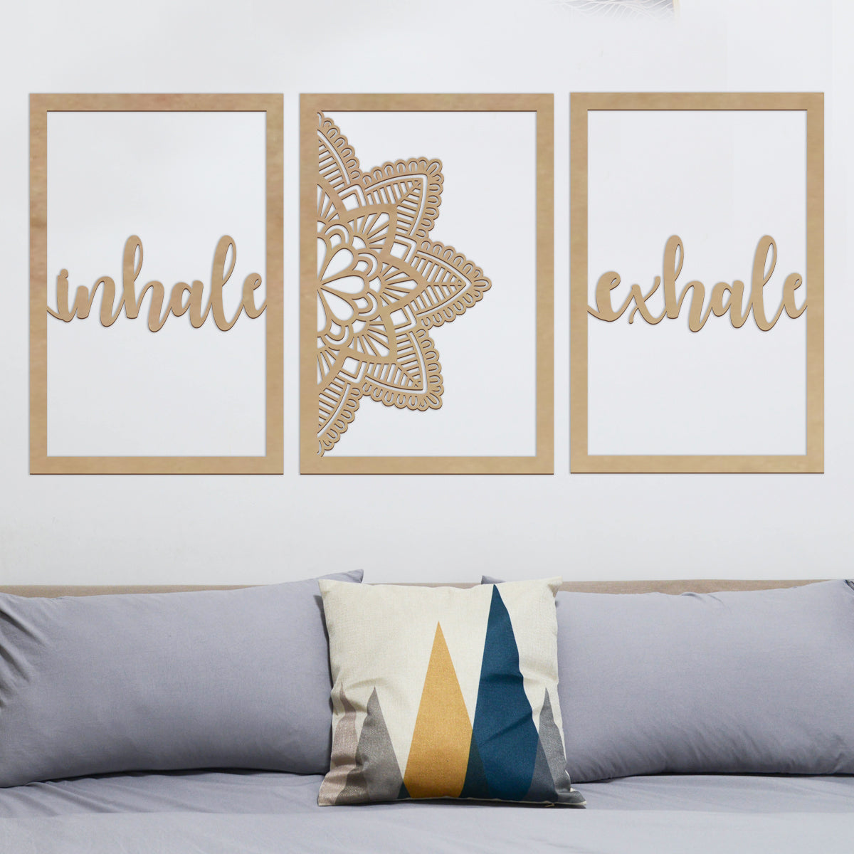 Mandala, inhale, exhale - Cuadros trípticos modernos
