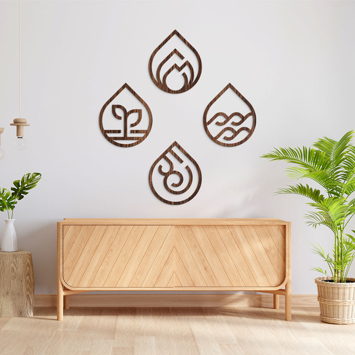Los 4 elementos - Figura decorativa en madera