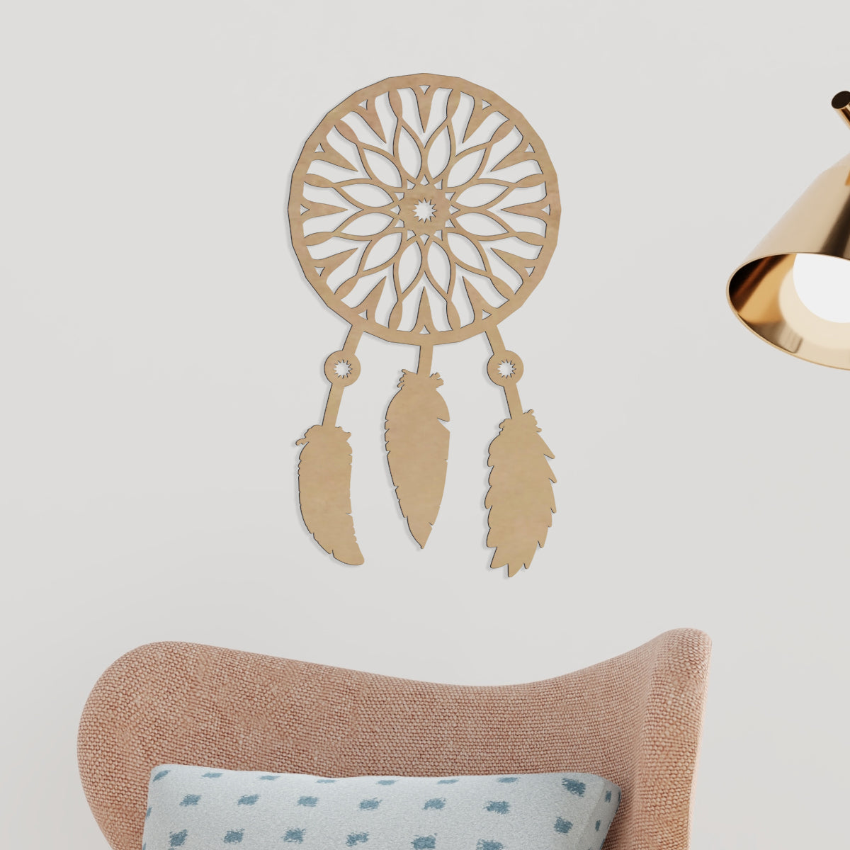 Atrapa sueños flor - Figura decorativa en madera