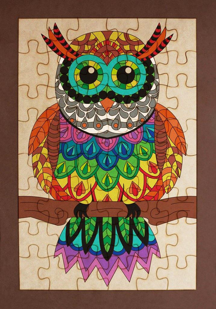 Rompecabezas para pintar - Búho mandala - FABRITECA