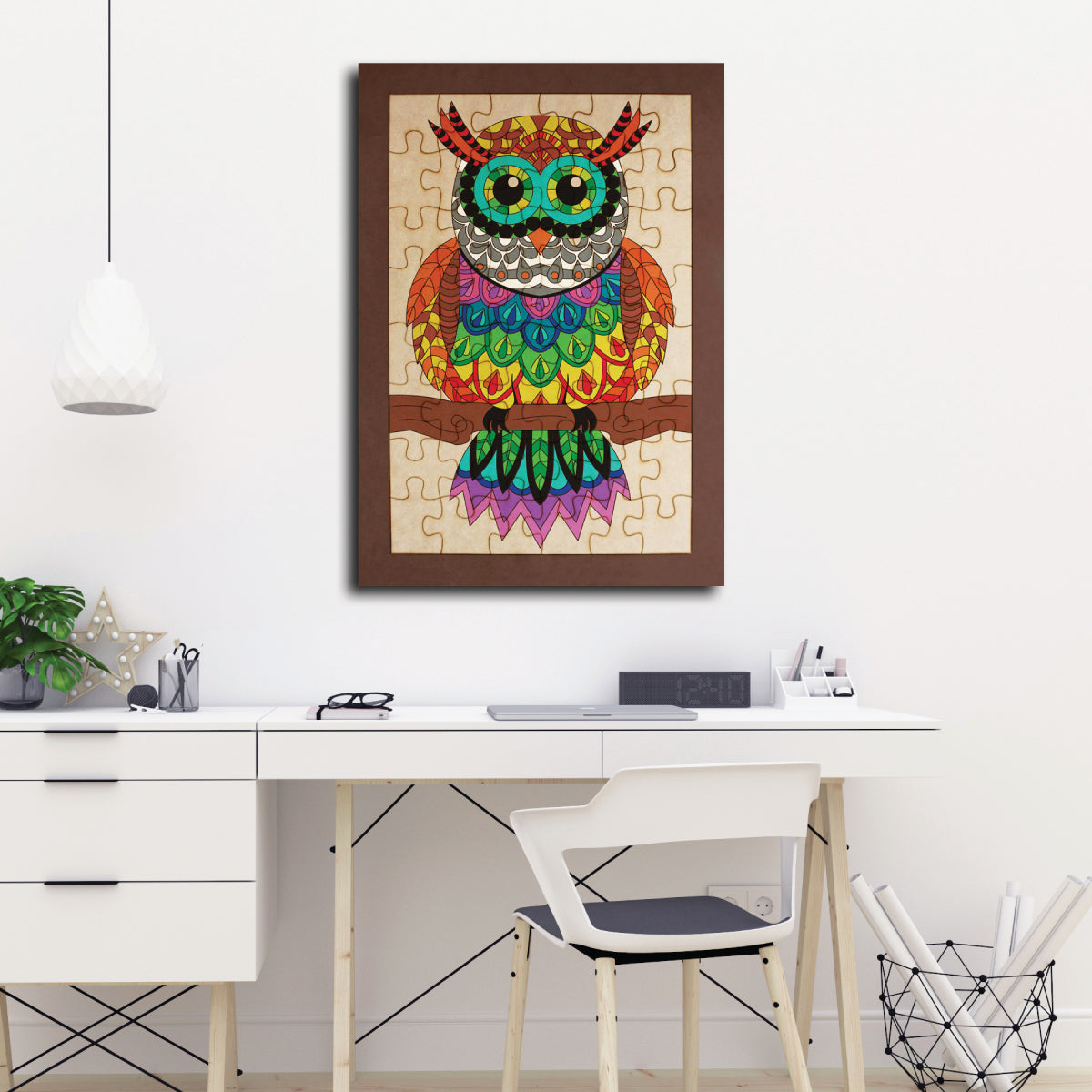 Rompecabezas de animales mandalas - Búho mandala
