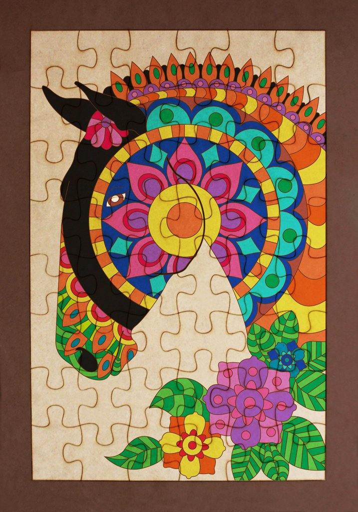 Rompecabezas para pintar - Caballo mandala - FABRITECA