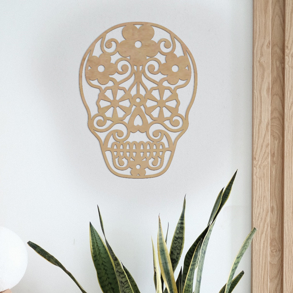 Calavera Flores - Figura decorativa en madera