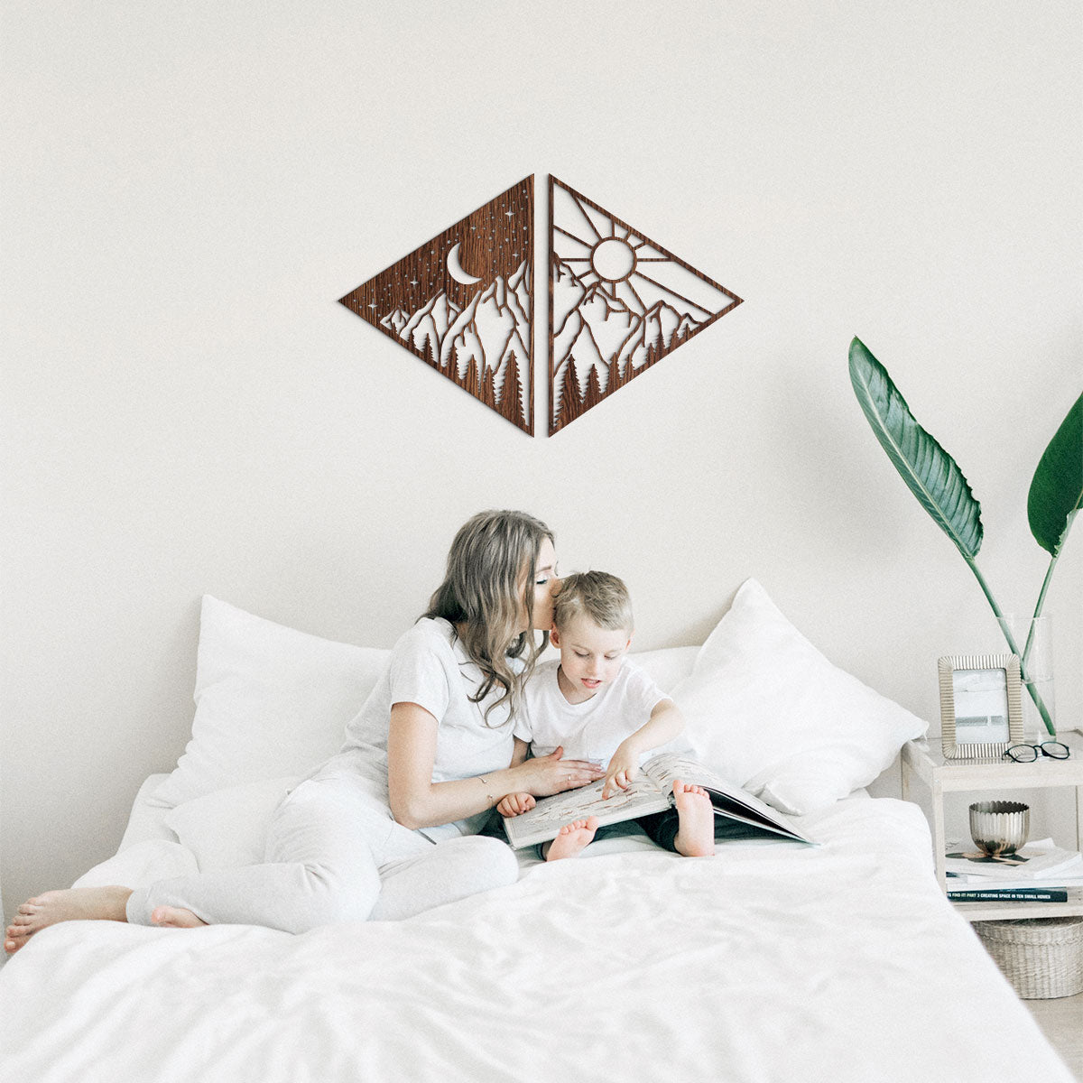 Díptico día y noche - Cuadro decorativo en madera