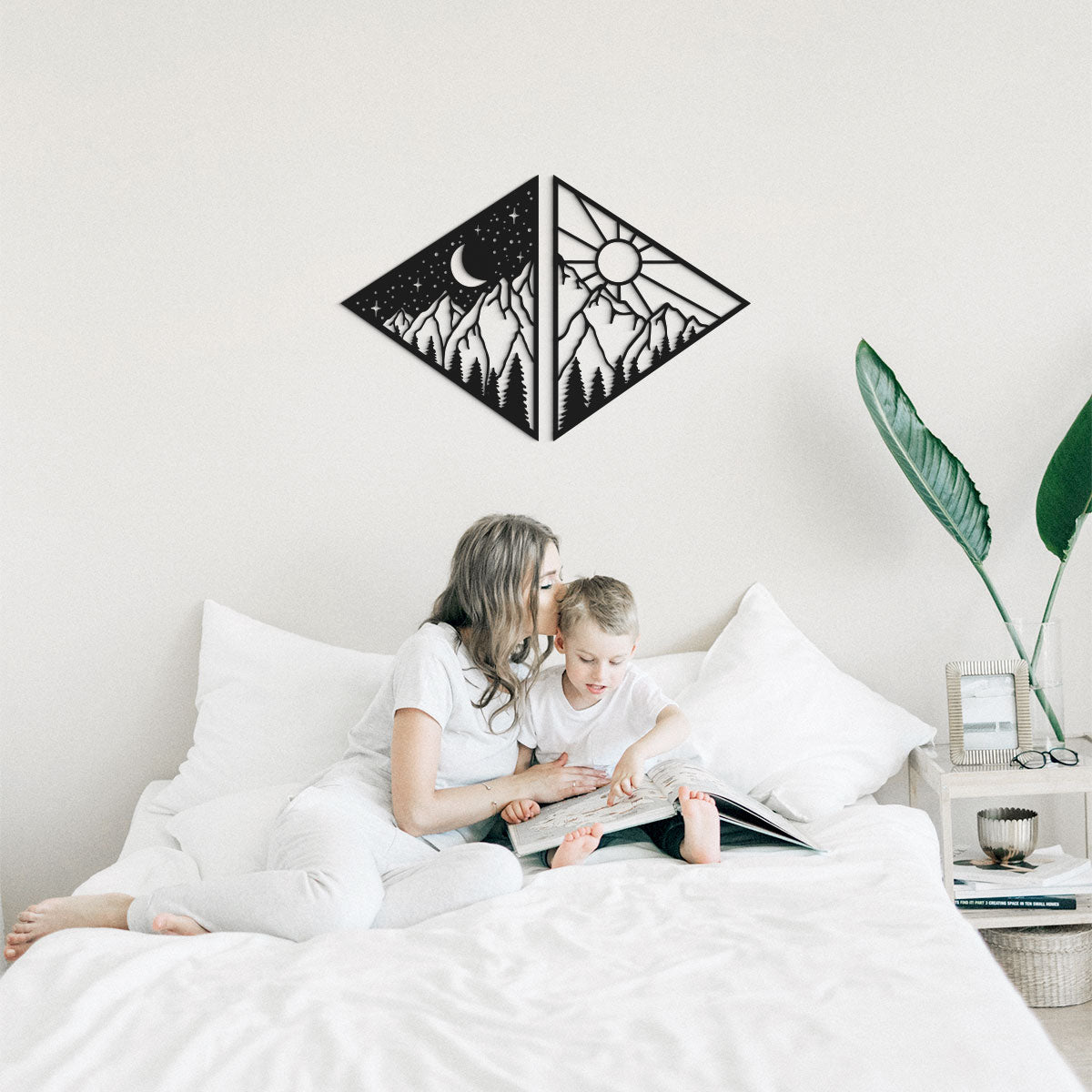 Díptico día y noche - Cuadro decorativo en madera