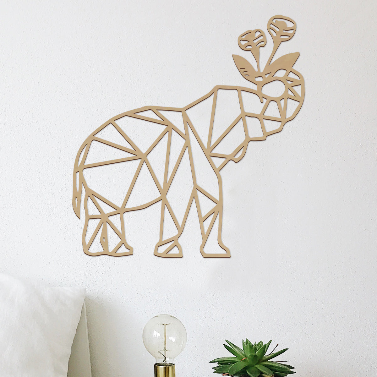 Elefante flores - Figura decorativa en madera
