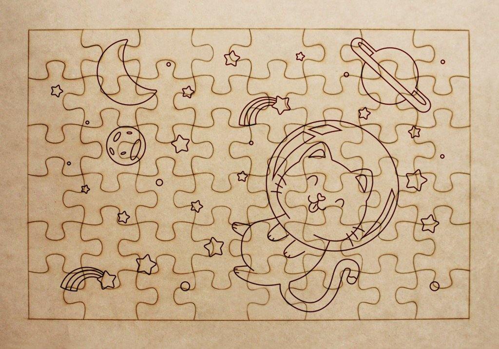 Rompecabezas para pintar - Gato en el espacio - FABRITECA