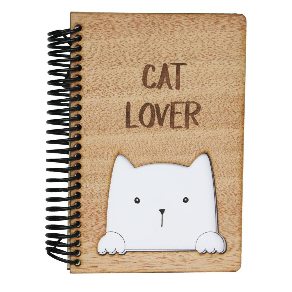 Gato - Libreta o cuaderno en madera - FABRITECA