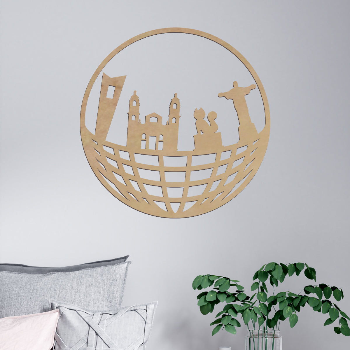 Globo terraqueo Colombia - Figura decorativa en madera