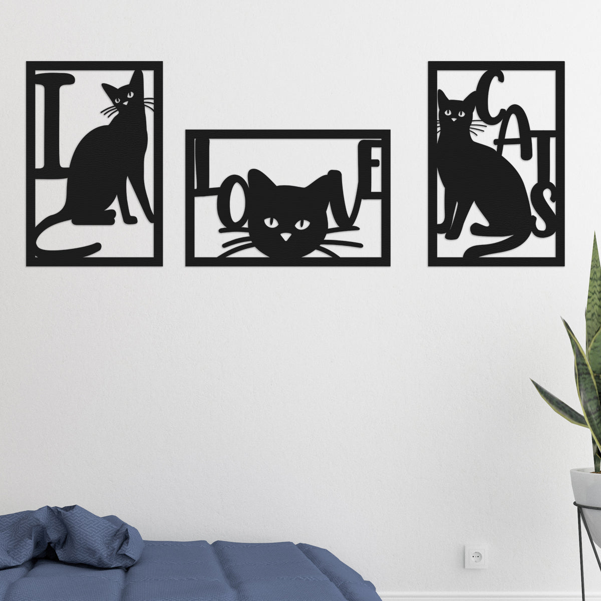 I Love cats - Cuadros trípticos modernos