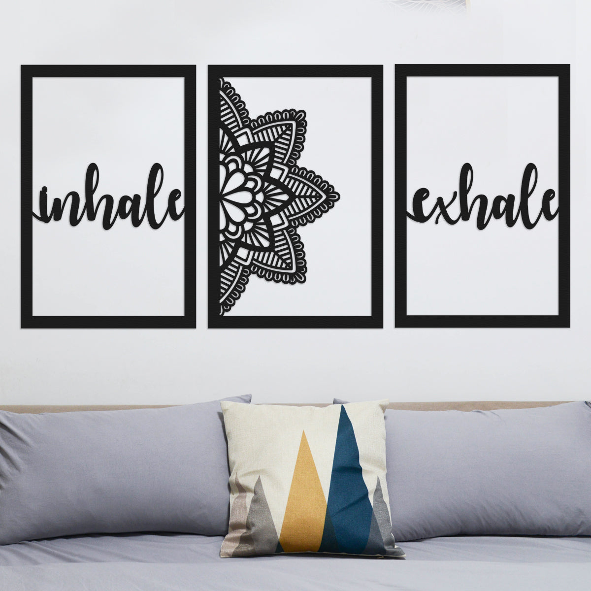 Mandala, inhale, exhale - Cuadros trípticos modernos