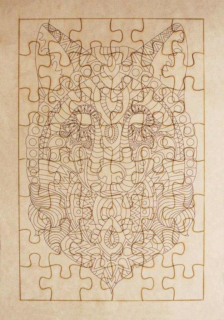 Rompecabezas para pintar - Lobo mandala - FABRITECA