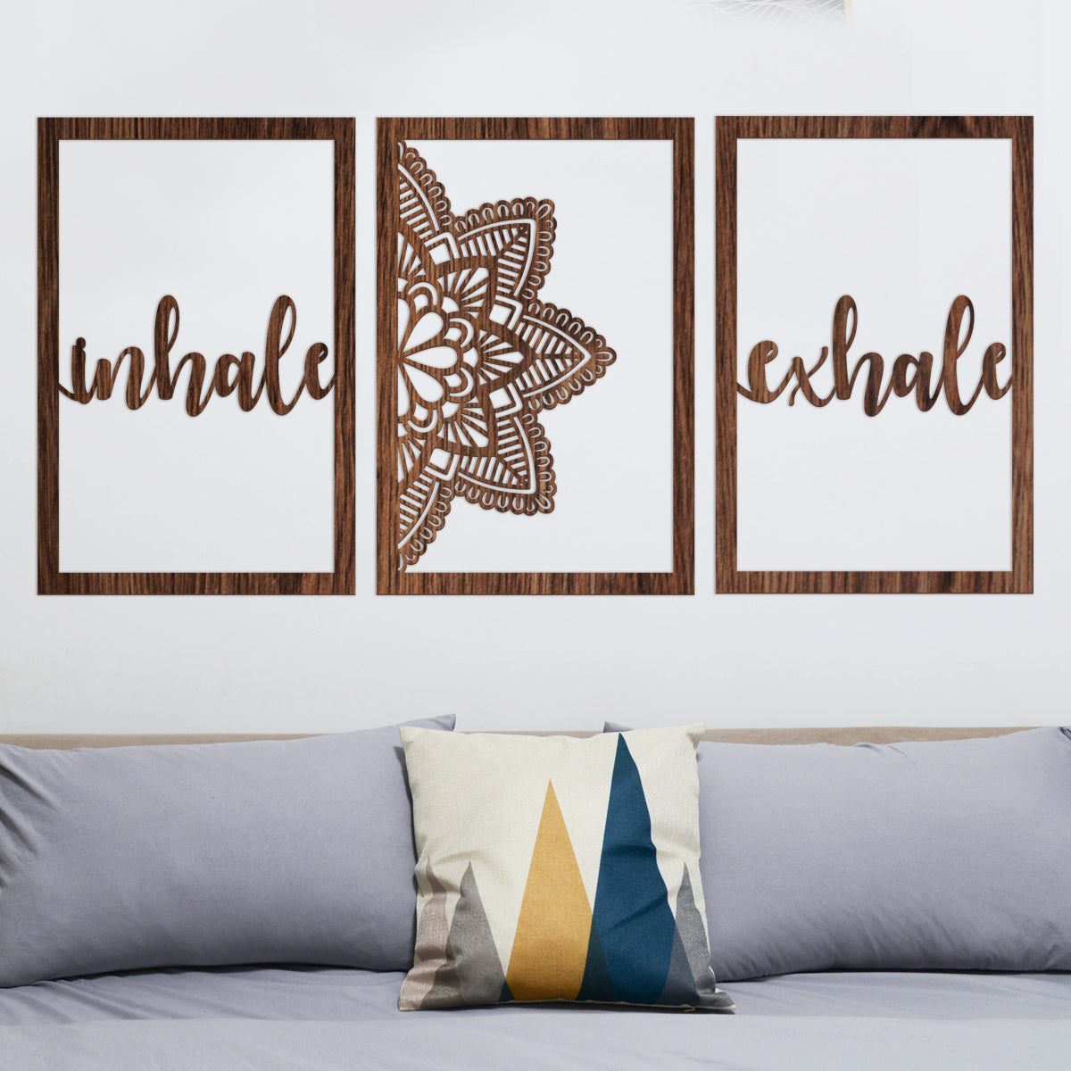 Mandala, inhale, exhale - Cuadros trípticos modernos