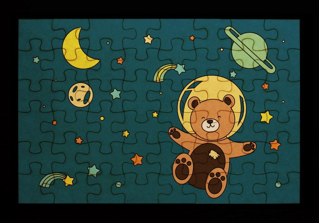 Rompecabezas para pintar - Oso en el espacio - FABRITECA