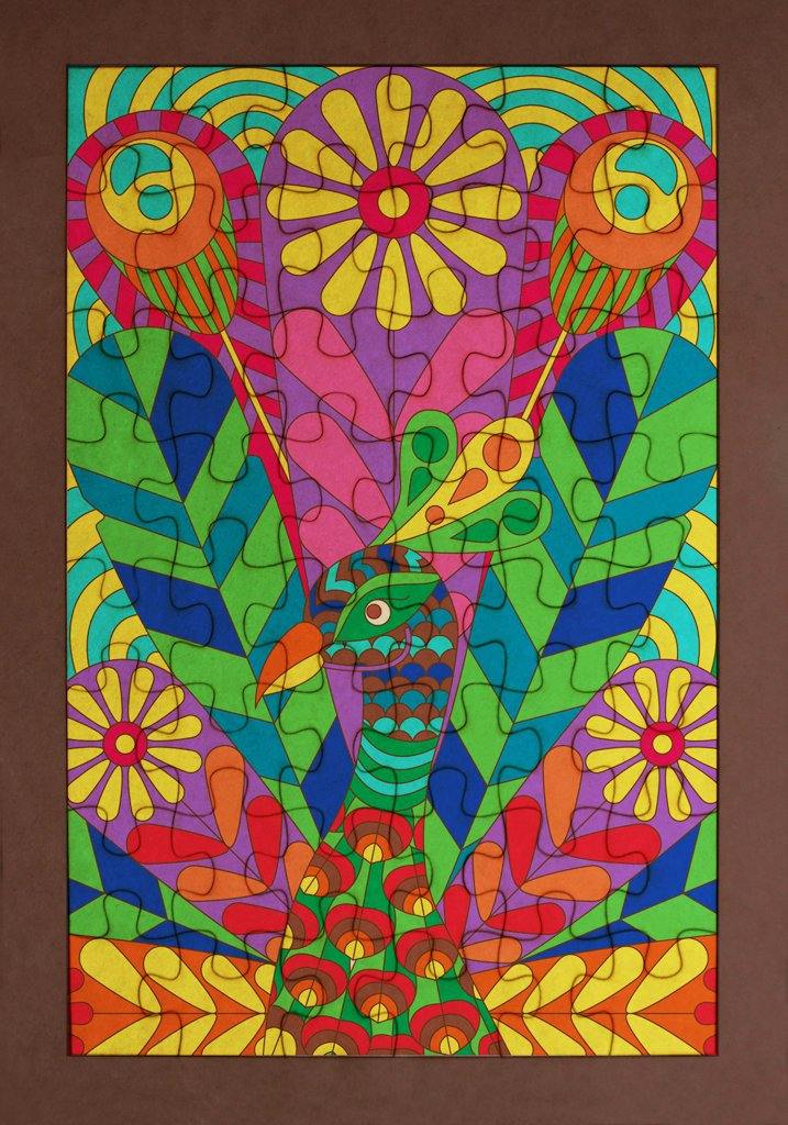 Rompecabezas para pintar - Pavo real mandala - FABRITECA