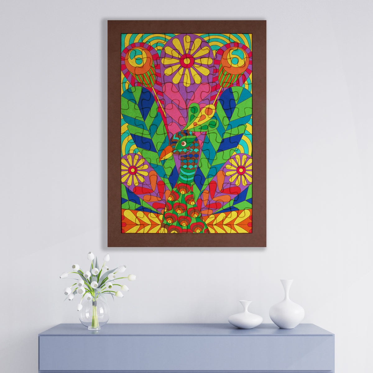 Rompecabezas de animales mandalas - Pavo real mandala