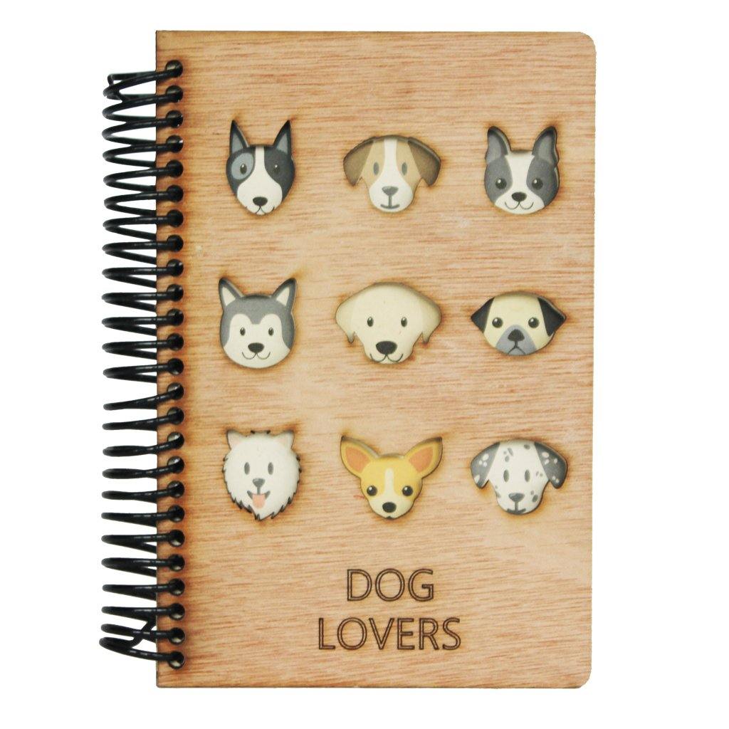 Perritos - Libreta o cuaderno en madera - FABRITECA