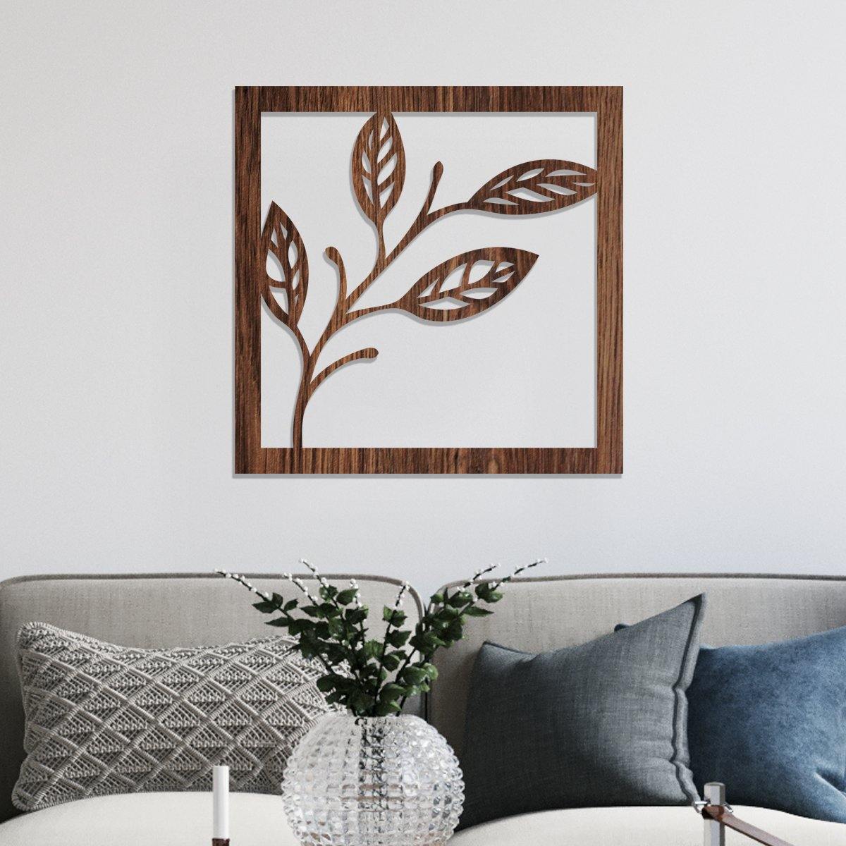 Rama con hojas - Cuadro decorativo en madera - FABRITECA