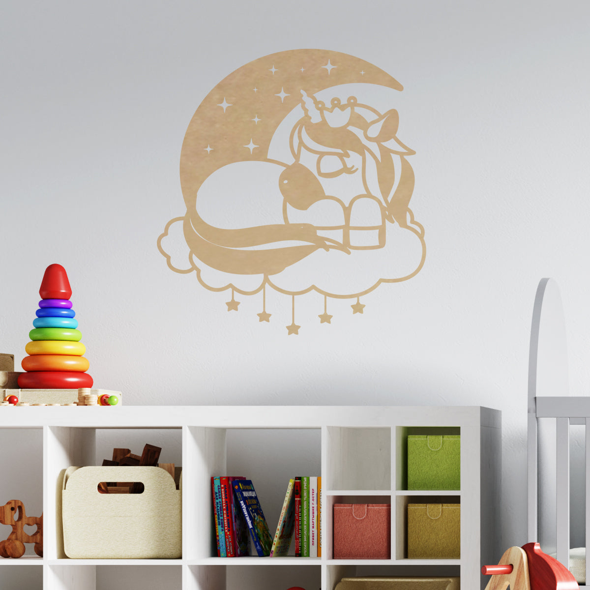 Unicornio luna - Figura decorativa en madera