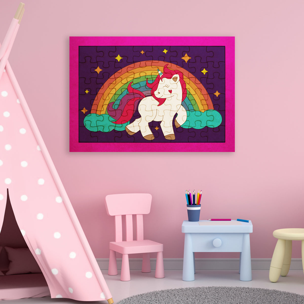 Rompecabezas para niños - Unicornio con arcoiris