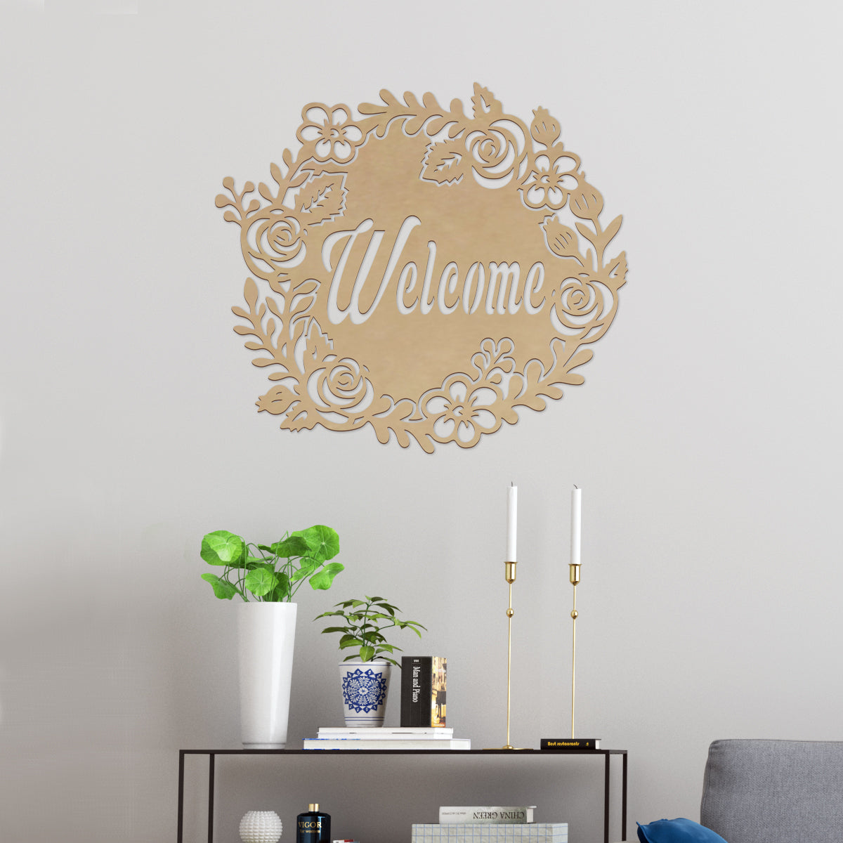 Welcome - Figura decorativa en madera