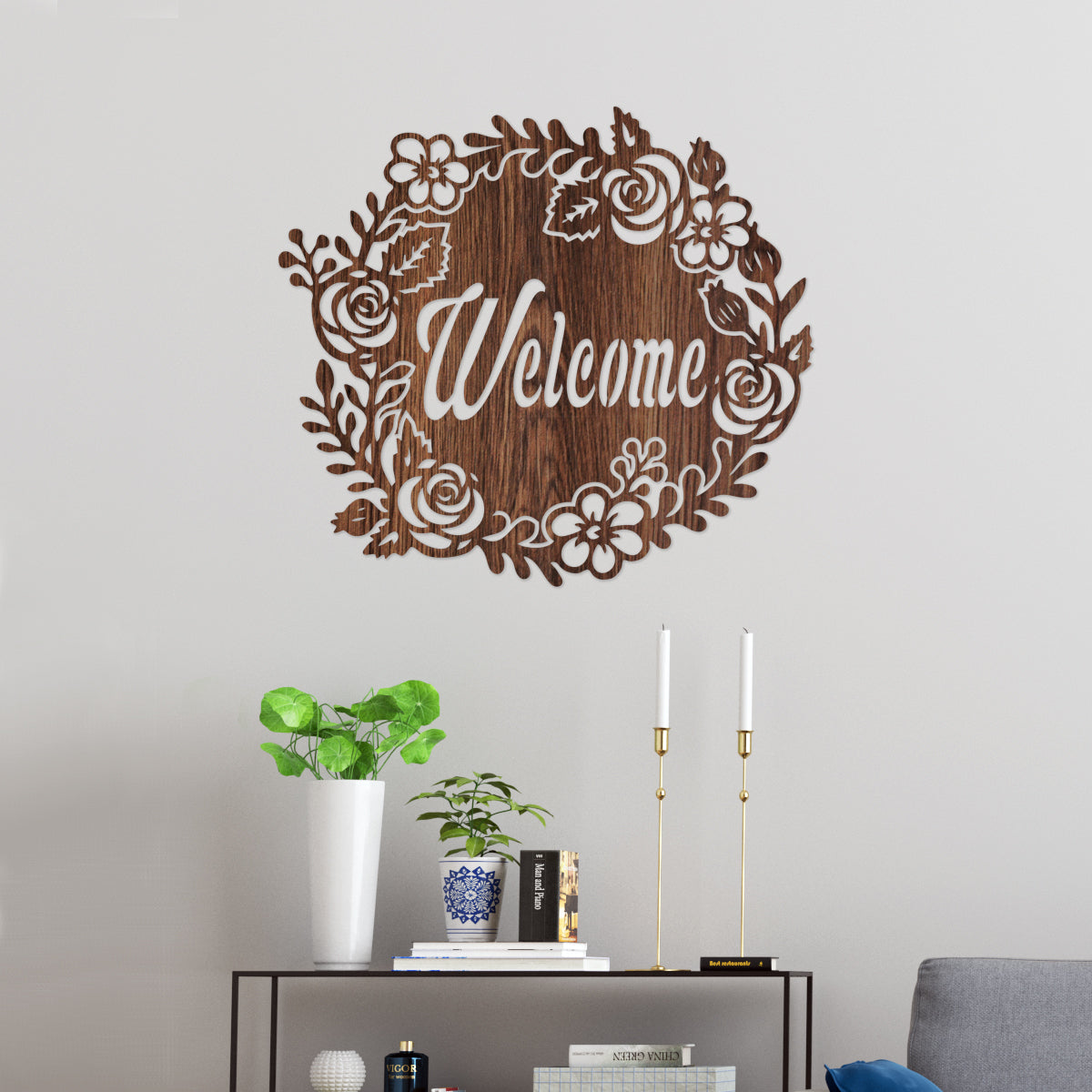 Welcome - Figura decorativa en madera
