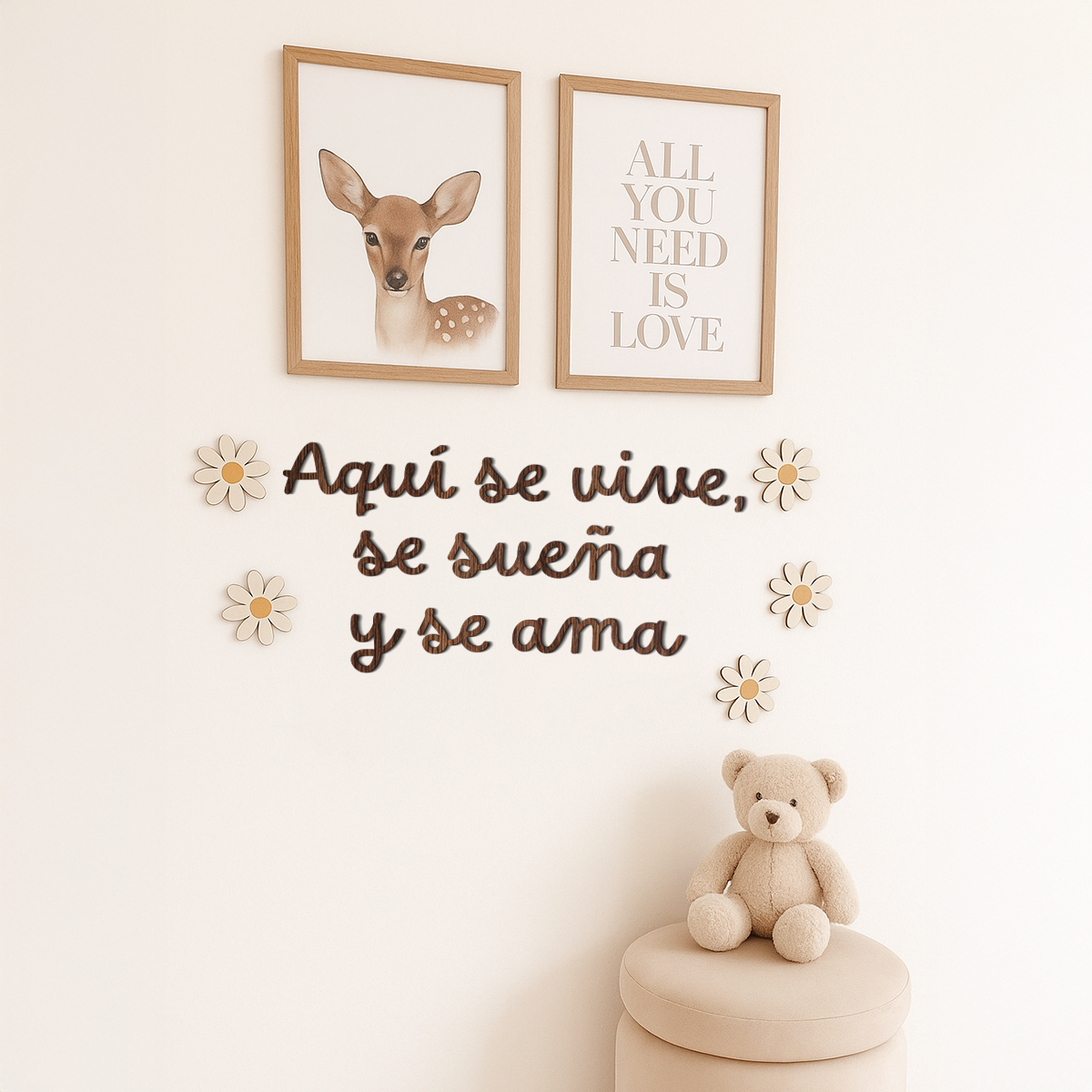 Aquí se vive, se sueña y se ama - Frase decorativa