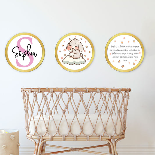 Tríptico oración ángel de la guarda personalizado - Cuadros decorativos para bebés y niños