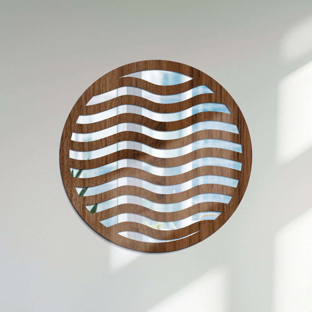 Ondas - Espejo decorativo 30 cm en madera