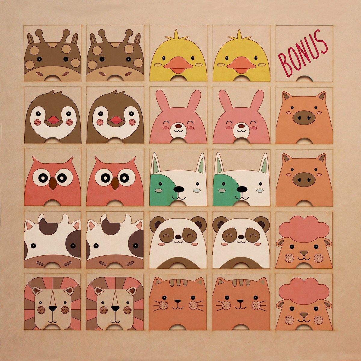 Juego adivinar parejas para pintar - Animales tiernos - FABRITECA