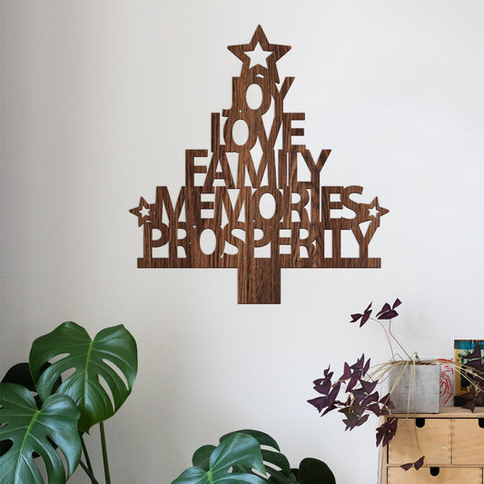 Árbol de navidad en inglés - Figura decorativa en madera