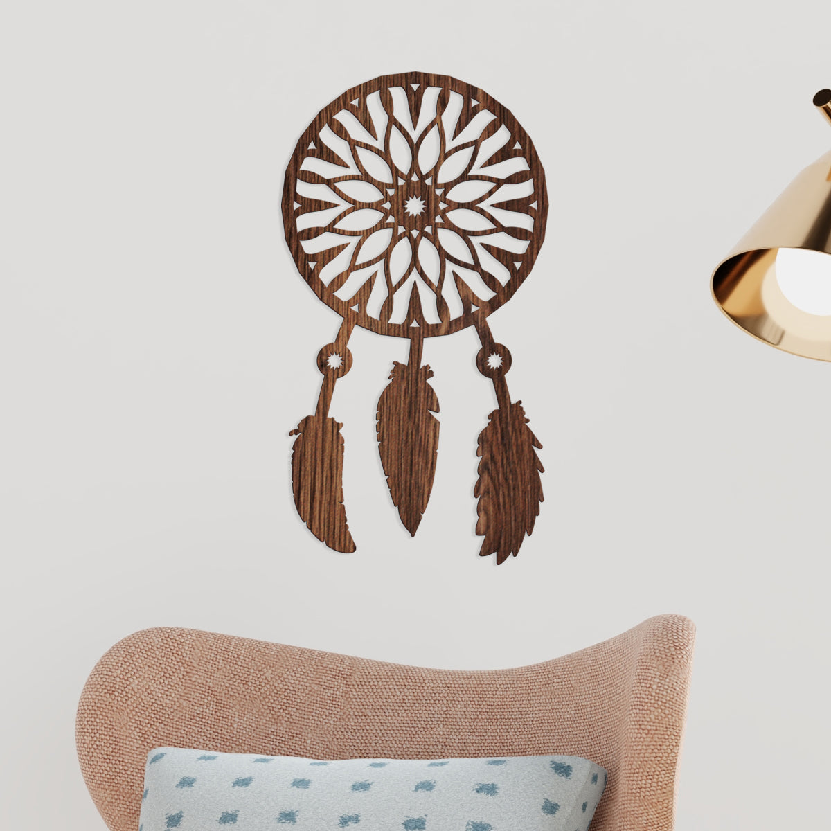 Atrapa sueños flor - Figura decorativa en madera
