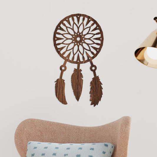 Atrapa sueños flor - Figura decorativa en madera
