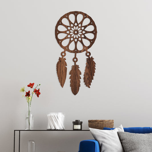 Atrapa sueños pétalos - Figura decorativa en madera