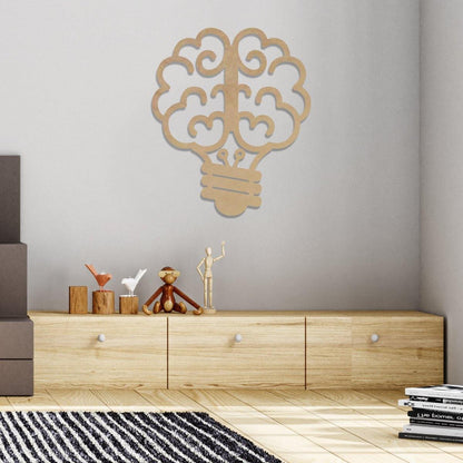 Bombillo cerebro - Figura decorativa en madera - FABRITECA
