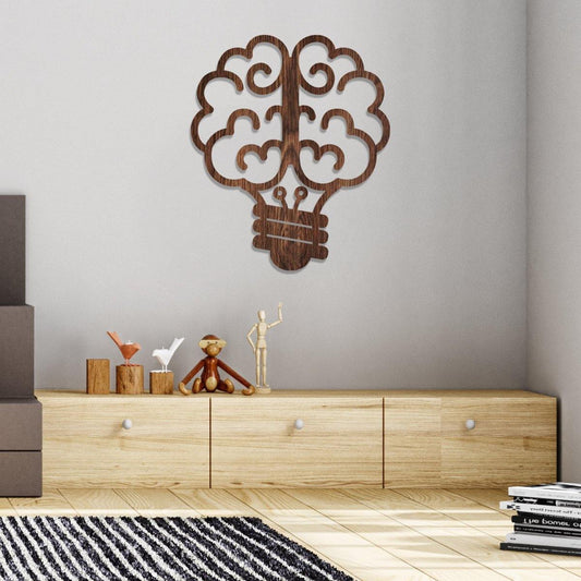 Bombillo cerebro - Figura decorativa en madera - FABRITECA