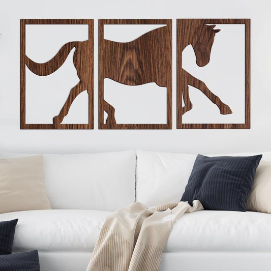 Caballo - Tríptico decorativo en madera - FABRITECA