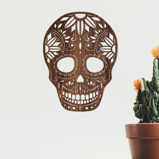 Calavera Encaje - Figura decorativa en madera