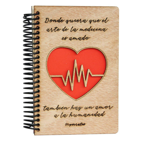 Corazón - Libreta o cuaderno en madera - FABRITECA