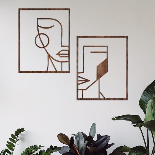 Rostros díptico - Cuadro decorativo en madera