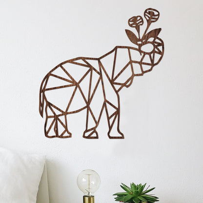 Elefante flores - Figura decorativa en madera